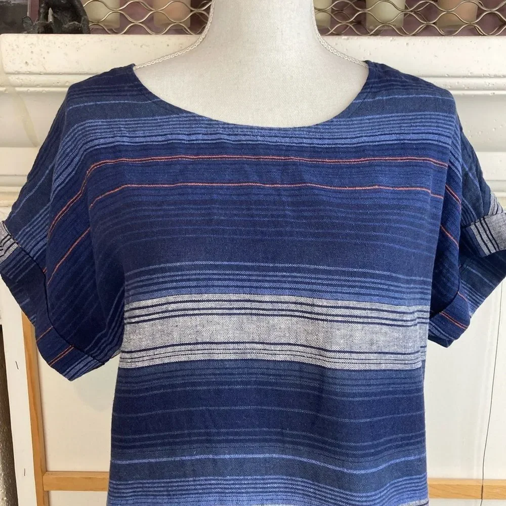 Old Navy NWOT stunning linen cotton Striped Dress Southwestern Vibe